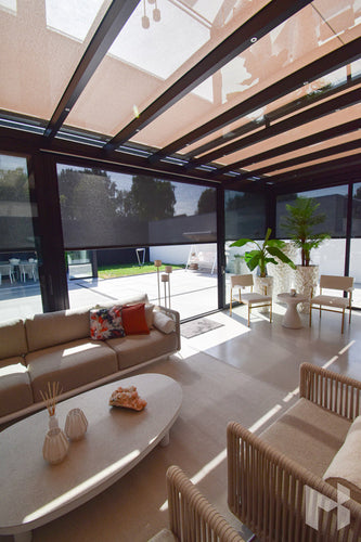 MB Veranda Sun Shading by Roma Verandas - garden room sun shading screens inside