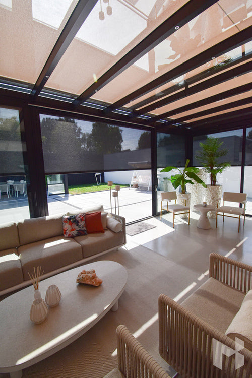 MB Veranda Sun Shading by Roma Verandas - garden room sun shading screens inside