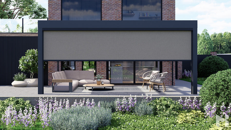 MB Zip Screens by Roma Verandas - left screen right screen front screen anthracite grey ral 7016