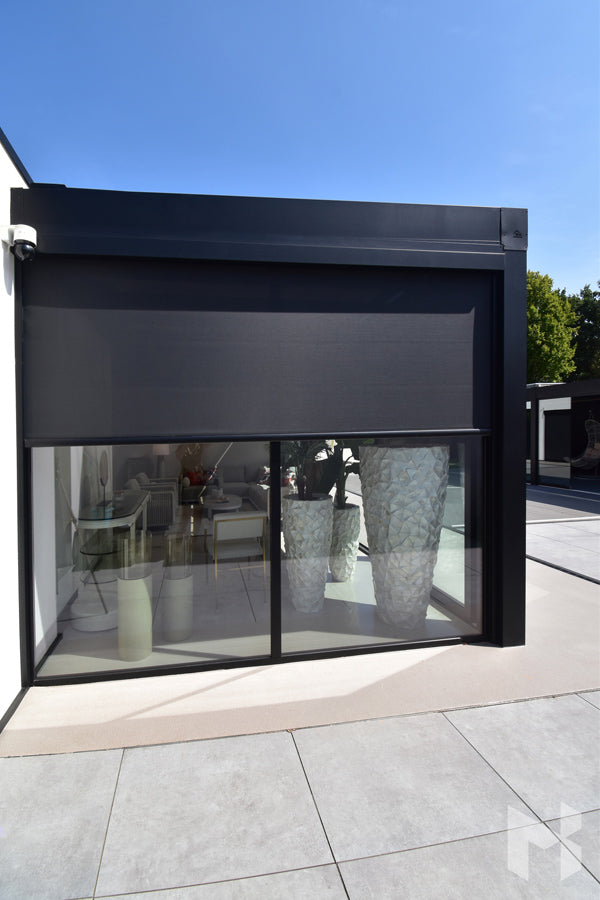MB Zip Screens by Roma Verandas - garden room sun screens black half