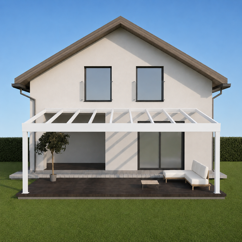 The Giallo Plus glass veranda in anthracite close-up of glass panel and post junction