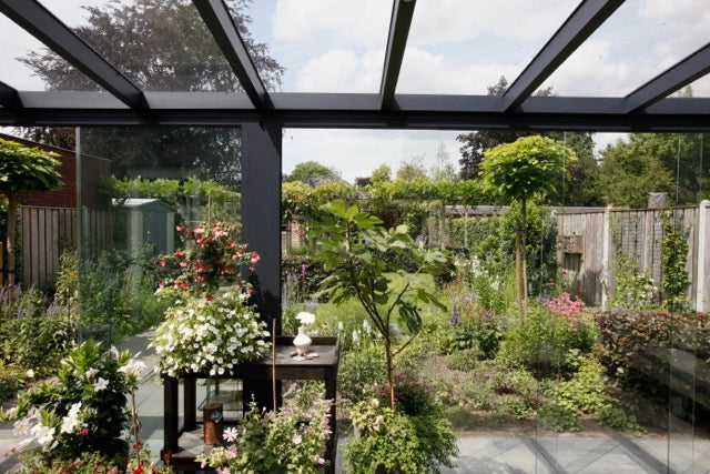 The Luxa veranda in anthracite on a detached property, wide rear aspect