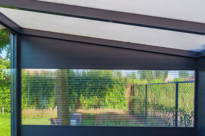 Cascina freestanding veranda in anthracite from above, standalone garden structure