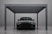 Rimessa carport in anthracite close-up showing integrated LED and concealed gutter