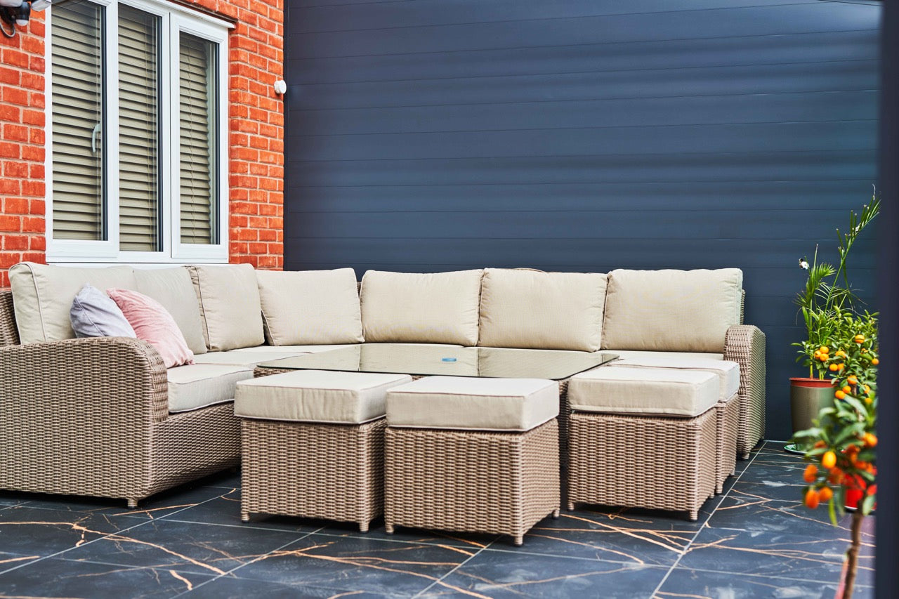 Nobile veranda in anthracite with outdoor sofa set positioned underneath