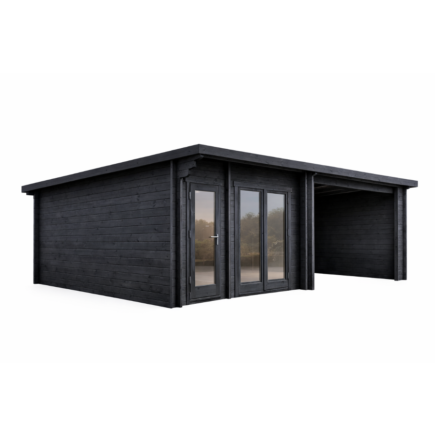 Howe 260 Deluxe 2-4 Person Outdoor Sauna with Canopy & Changing Room product exterior view