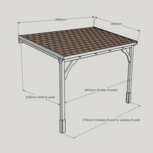 Wall Mounted Felt Shingle Roof Gazebo | Timber | Multiple Sizes