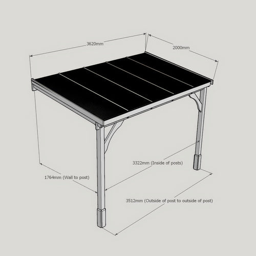 Carport | Timber Carport | Polycarbonate Roof | Wall Mounted Vehicle Shelter | Multiple Sizes | Rustic Brown & Light Green