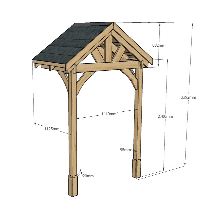 Slate Tile Roof Porch - Light Green - 1.22m Depth x 1.8m Width