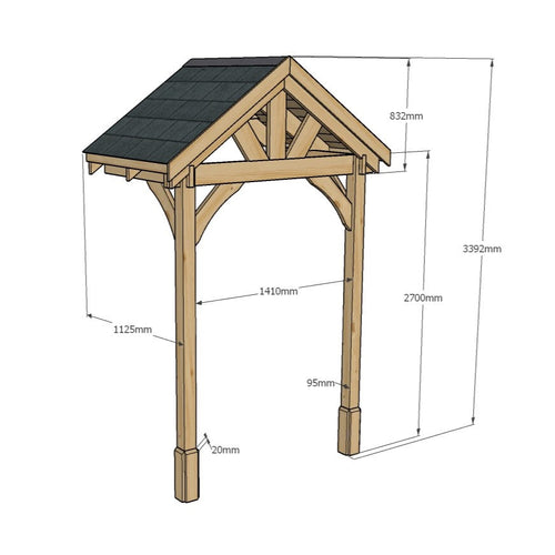 Slate Tile Roof Porch Canopy | Timber | Multiple Sizes