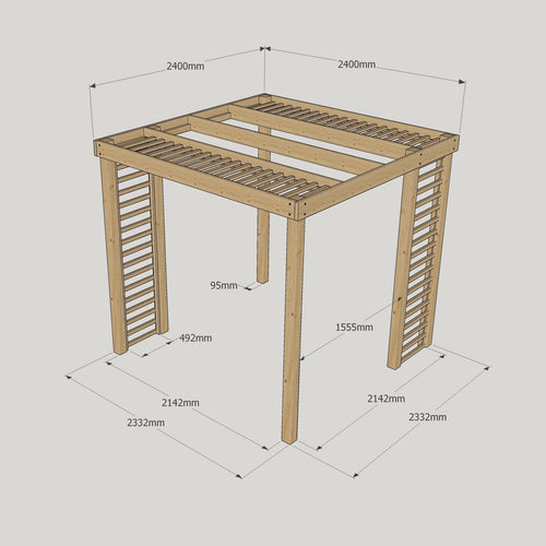 Freestanding Panel Pergola | Timber | Privacy Panel Sides | Multiple Sizes