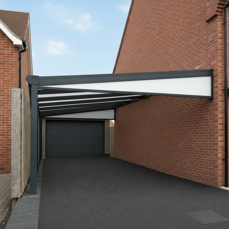 Aluminium Carport | The Tetto | Modular Interlinkable | Multiple Roof & Post Styles | Wall Mounted or Freestanding | Bespoke Configurations