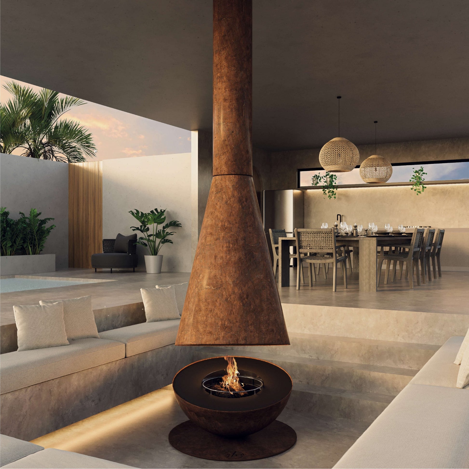 glammfire thales firewood fire pit product exterior view — view 2