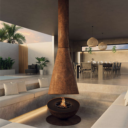 glammfire thales firewood fire pit product exterior view — view 2