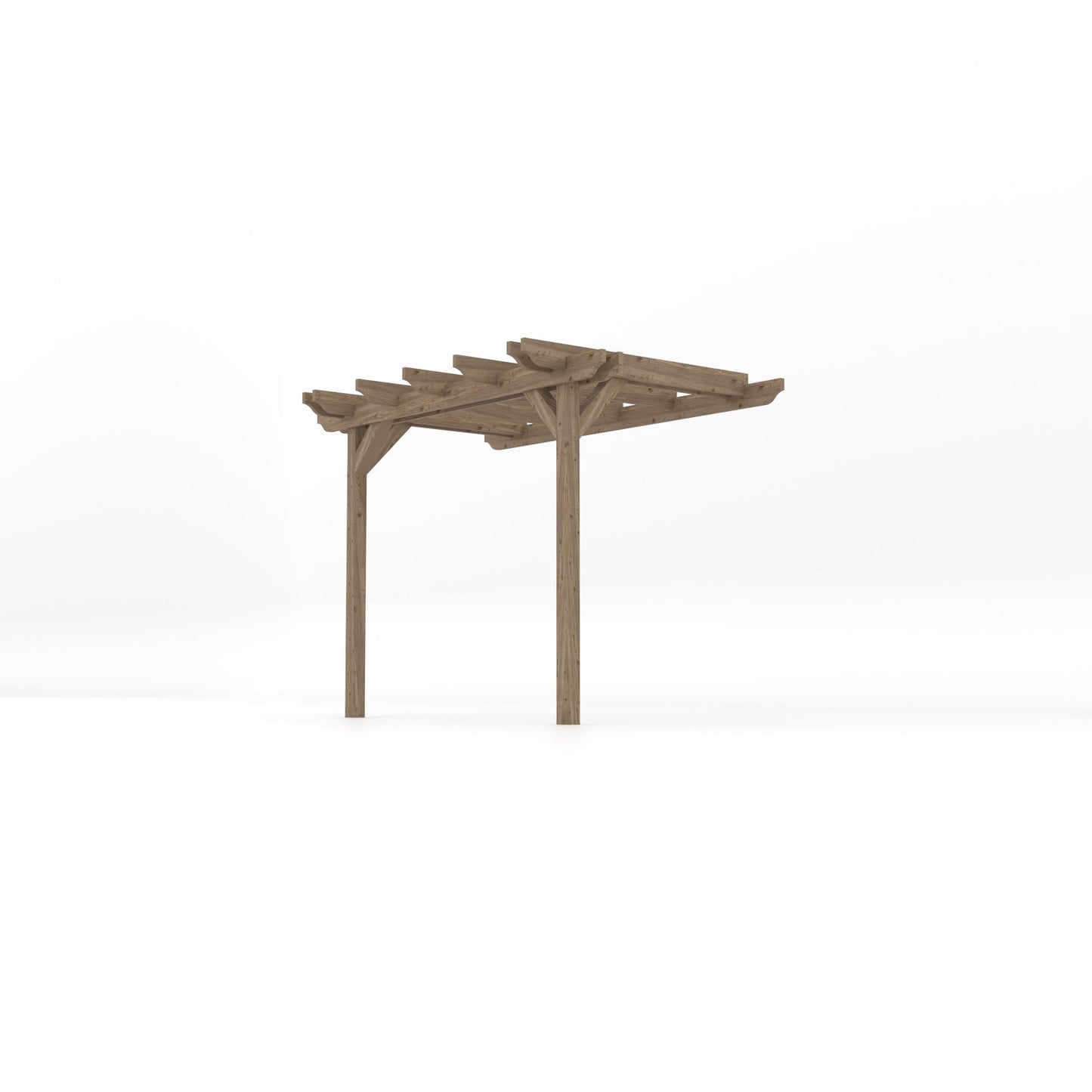 Wall Mounted Double Garden Pergola - Rustic Brown - 1.8m Depth x 2.4m Length